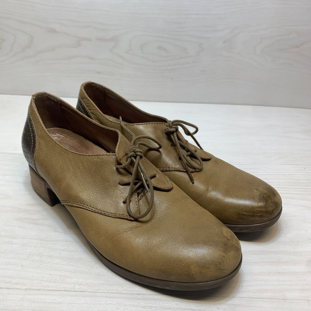 Dansko Louise Oxford Heeled Shoes Womens Size 10.5 Brown Leather Comfort Lace Up